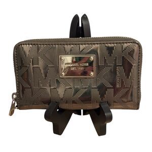 MICHAEL KORS WALLET LADIES JET SET GUNMETAL ZIP AROUND 6 1/2” L x 3 1/2”H